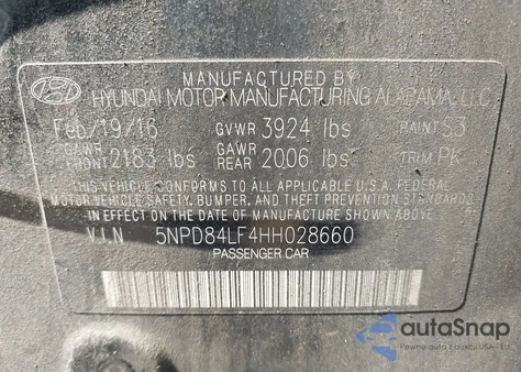 2017 Hyundai Elantra Limited from USA, damaged, VIN 5NPD84LF4HH028660